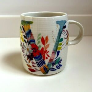 Starla Hoffmann Anthropologie Letter V Monogram Ceramic Mug